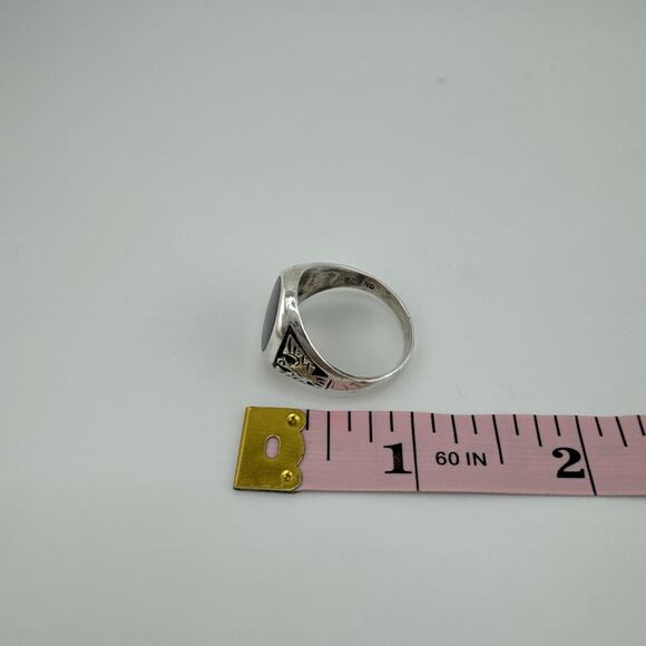 Sterling Silver 925 Black Onyx Ring With Eagle Size 9.5 - Picture 9 of 10